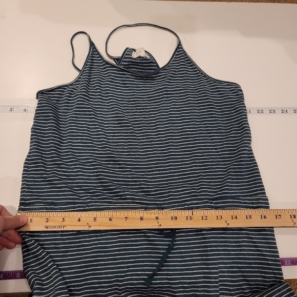 LOU & GREY TEAL STRIPED LINEN BLEND RACER BACK DRESS, SZ LARGE - Picture 13 of 13